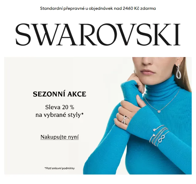 Swarovski: Sleva 20 % na nejprodávanější zboží – červenec 2026 | Nuslet.cz