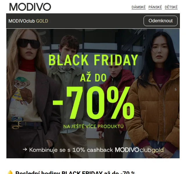 Modivo: BLACK FRIDAY slevy až do -70 % – červenec 2026 | Nuslet.cz