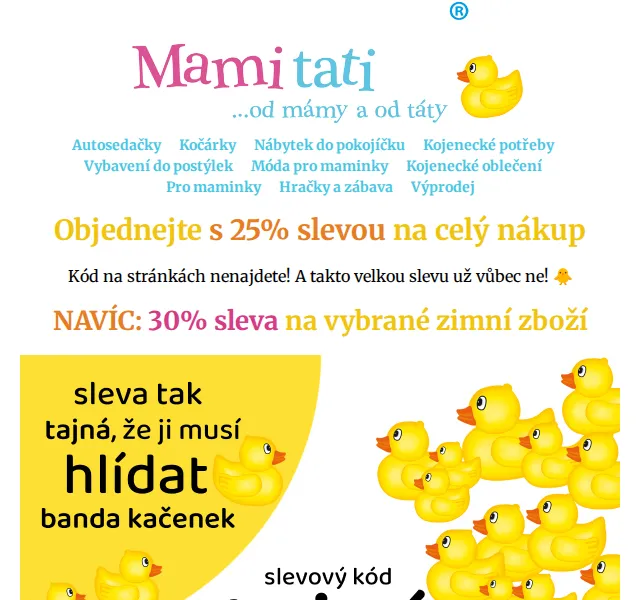 Mamitati.cz: 25% sleva na celý nákup – červenec 2026 | Nuslet.cz