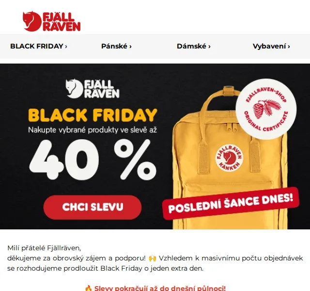 Fjallraven-shop: Black Friday slevy až 40 % – prosinec 2025 | Nuslet.cz