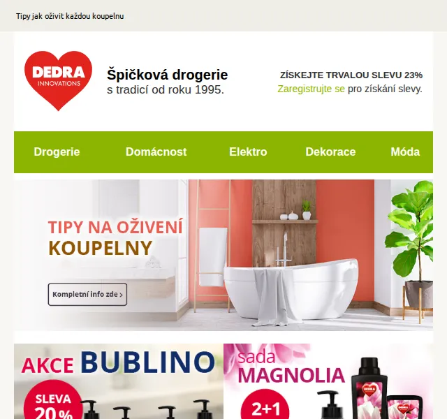 Novinky DEDRA INNOVATIONS: trvalá sleva 23 % – červen 2026 | Nuslet.cz