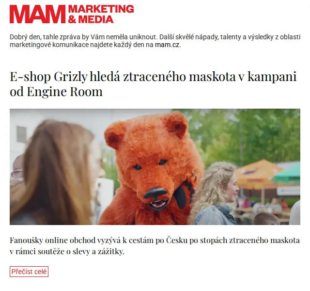 Marketing & Media: Grizly hledá maskota – červenec 2026 | Nuslet.cz
