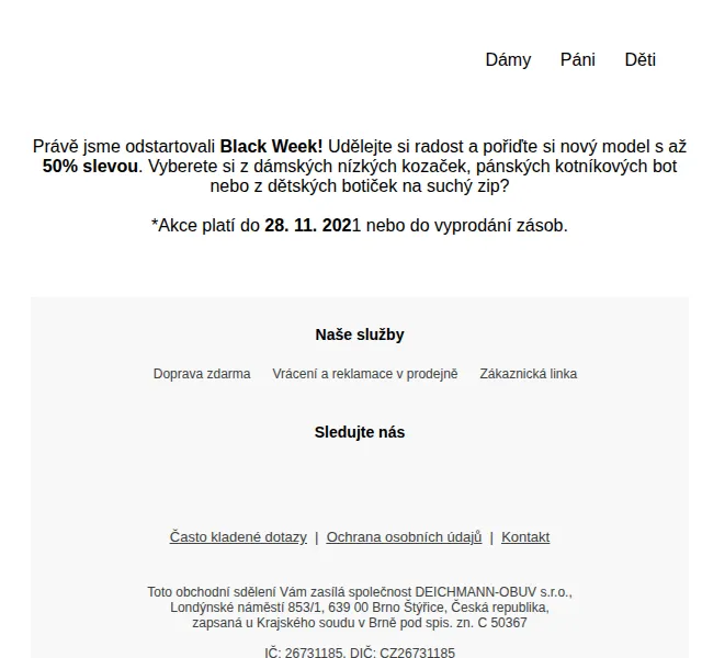 DEICHMANN: Black Week se slevou až 50 % – červen 2026 | Nuslet.cz