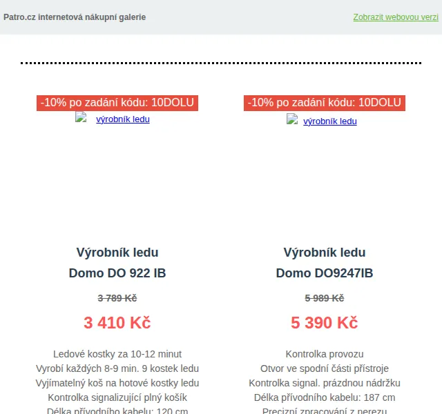 Patro: Výrobníky ledu Domo a Guzzanti se slevou 10 % – červen 2026 | Nuslet.cz