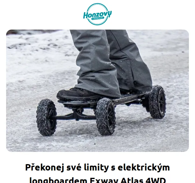 Honzovy Longboardy: Exway Atlas 4WD – červen 2026 | Nuslet.cz