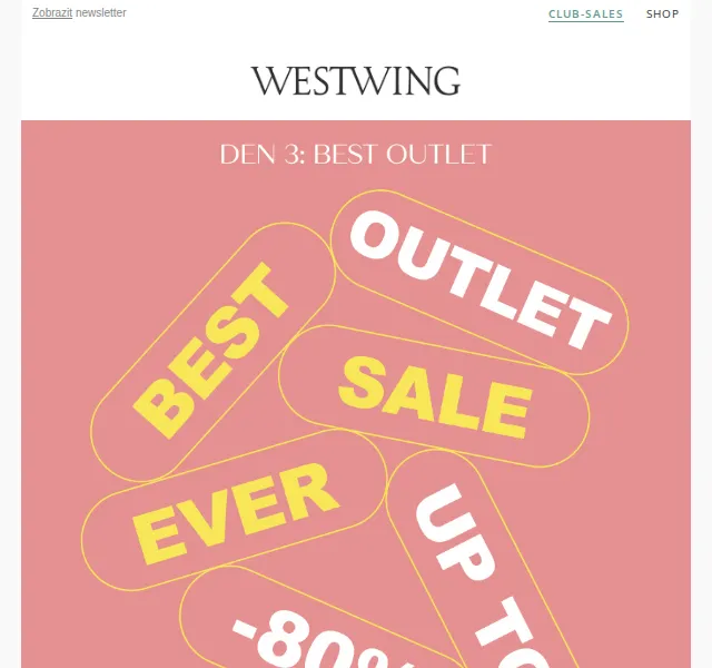 Westwing: BEST SALE EVER finále – až -80 % na 4500+ produktů – prosinec 2026 | Nuslet.cz
