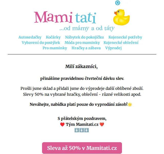 Mamitati.cz: Slevy až 50 % na hračky a oblečení – červenec 2026 | Nuslet.cz