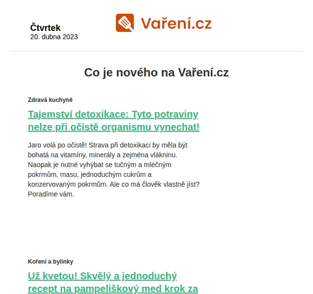 Vaření.cz: Recepty na jarní detoxikaci – červen 2026 | Nuslet.cz
