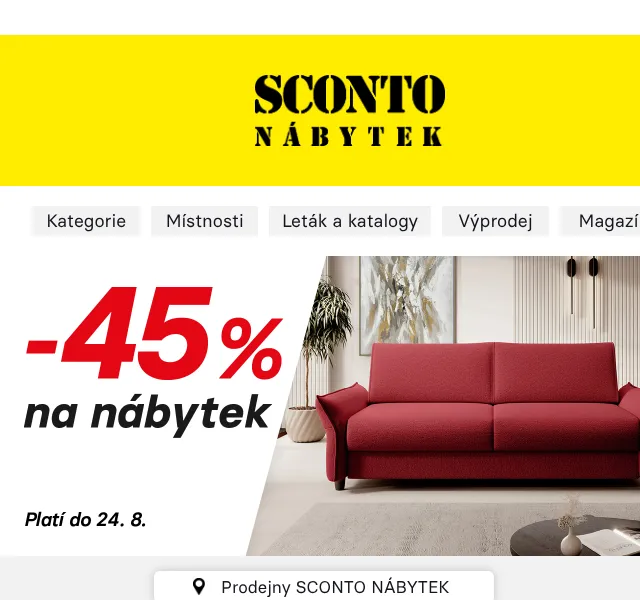 Sconto: -45 % na nábytek – srpen 2026 | Nuslet