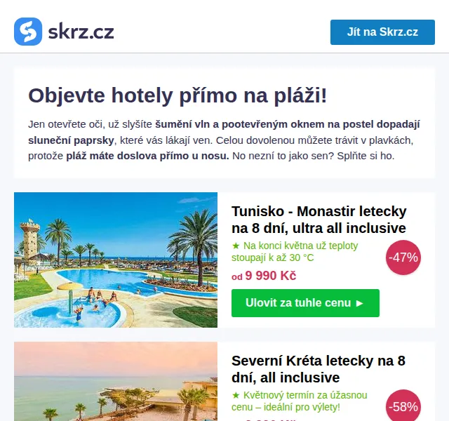 Skrz: Dovolená u moře od 4 198 Kč – červenec 2026 | Nuslet.cz