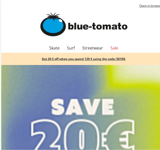 Blue Tomato: sleva 20 € – červenec 2026 | Nuslet.cz
