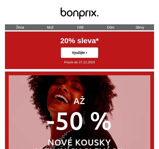 bonprix: Až -50 % v zimních slevách + 20% kód – červenec 2026 | Nuslet.cz