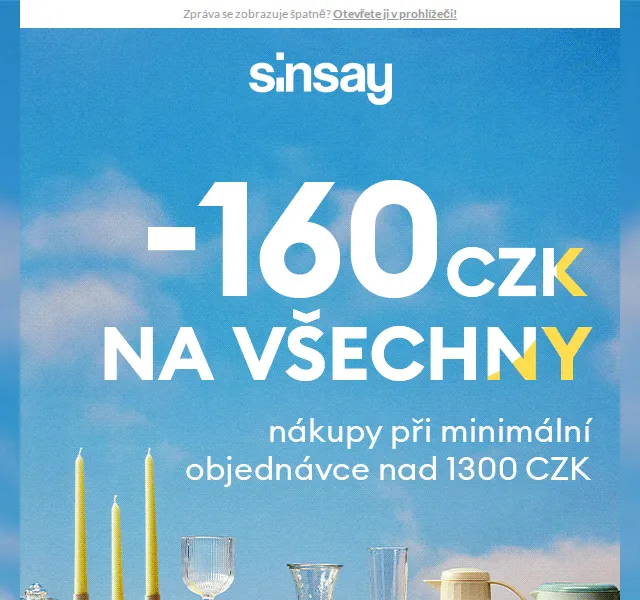 Sinsay: -160 Kč sleva na objednávku nad 1300 Kč – červenec 2026 | Nuslet.cz