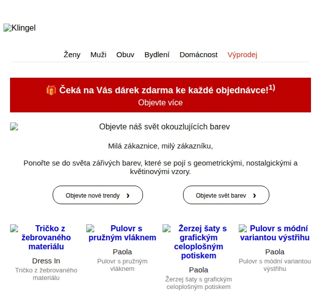 KLiNGEL: Náhrdelník zdarma k objednávce – červenec 2026 | Nuslet.cz
