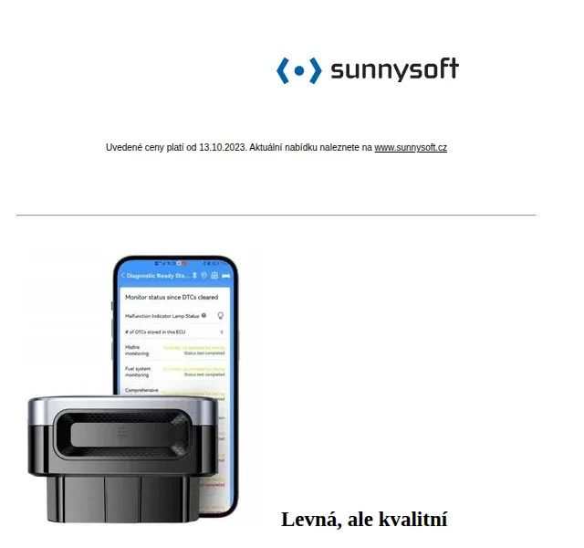 Sunnysoft: FNIRSI OBD II diagnostika, Garmin Forerunner 745 – červenec 2026 | Nuslet.cz