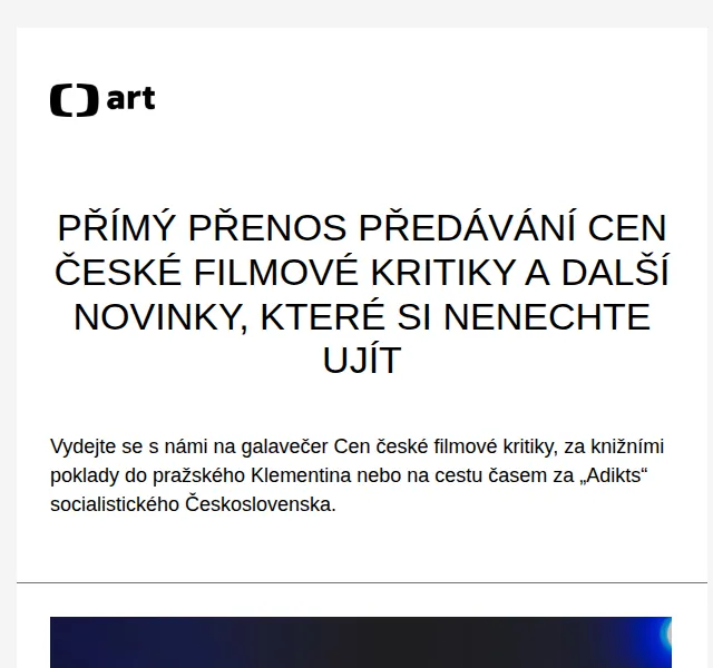Web ČT art: Přímý přenos Cen filmové kritiky – červenec 2026 | Nuslet.cz