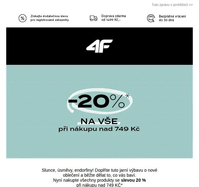 4Fstore.cz: Celý nákup s 20% slevou – červenec 2026 | Nuslet.cz