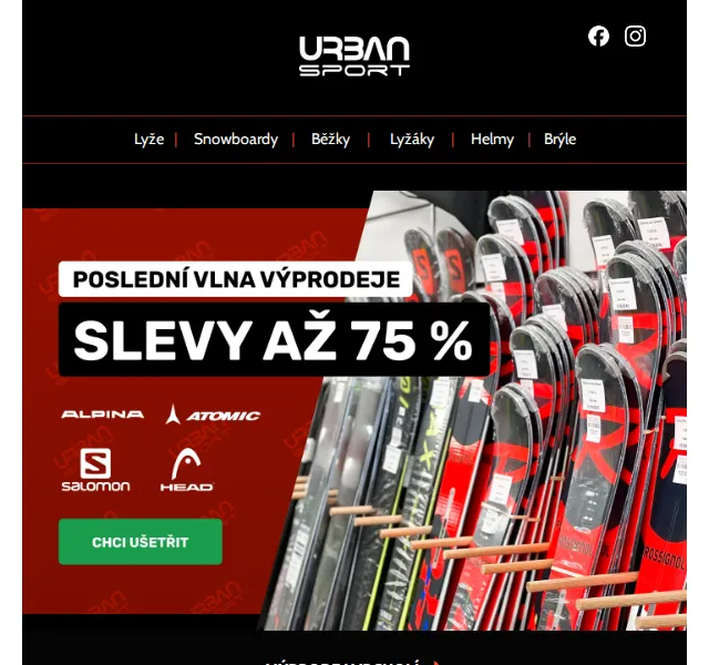 Urban Sport: výprodej lyží sleva až 75 % – červen 2026 | Nuslet.cz