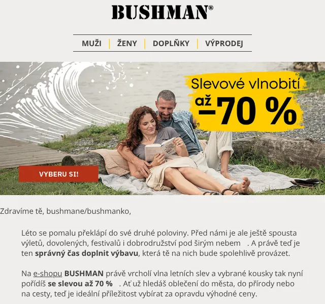 BUSHMAN: Sleva až 70 % na letní oblečení – červenec 2026 | Nuslet.cz