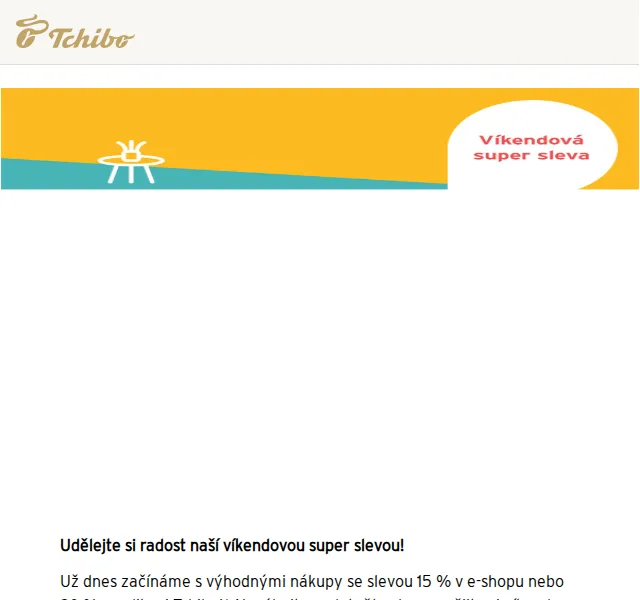 Tchibo: 20 % sleva v appce, 15 % v e-shopu – duben 2026