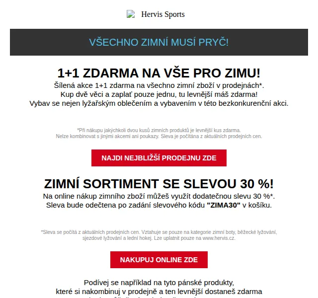 Hervis: 1+1 zdarma na zimní zboží – červen 2026 | Nuslet.cz