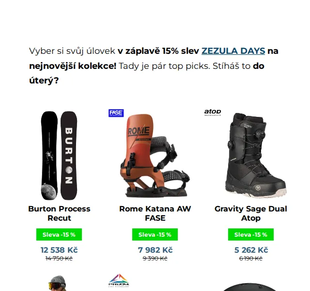SNOWBOARD ZEZULA: 15% slevy Burton, Rome, Oakley – červenec 2026 | Nuslet.cz