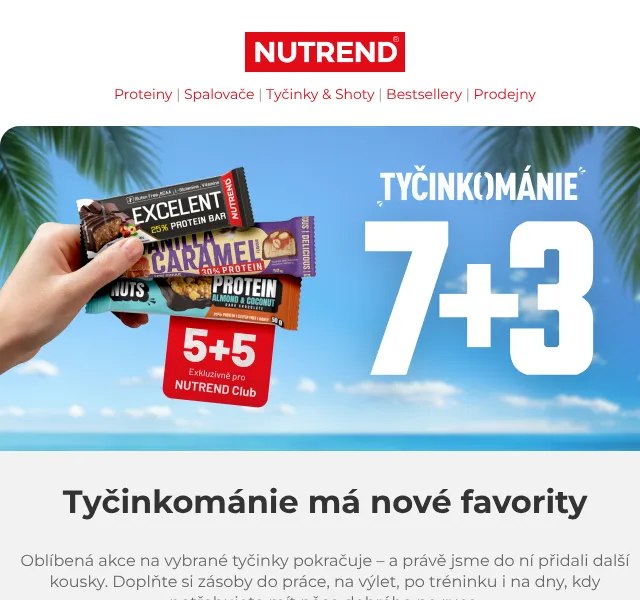 Nutrend: Tyčinky 7+3 zdarma – červenec 2026 | Nuslet.cz