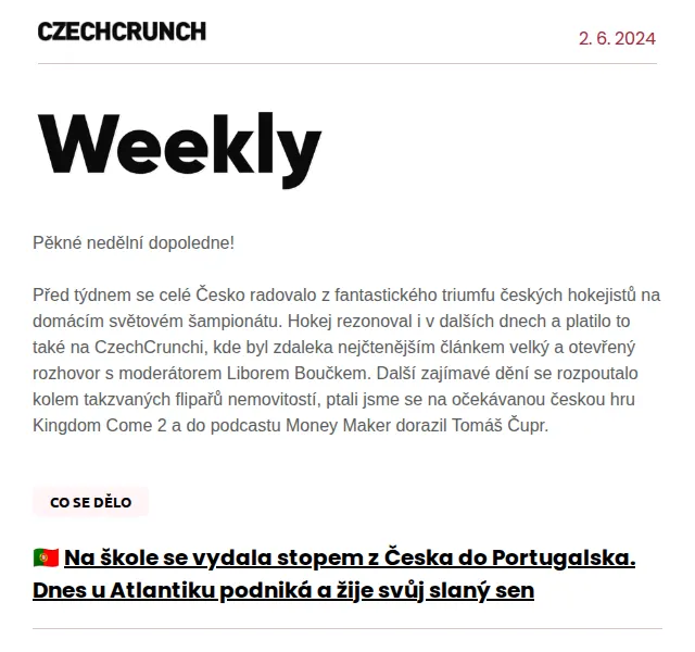 CzechCrunch: Přehled týdne – červenec 2026 | Nuslet.cz