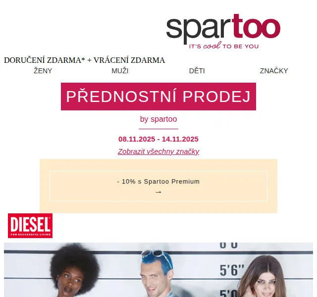 Spartoo: sleva až -50 % na Diesel, Polo Ralph Lauren, Jack & Jones – červenec 2026 | Nuslet.cz