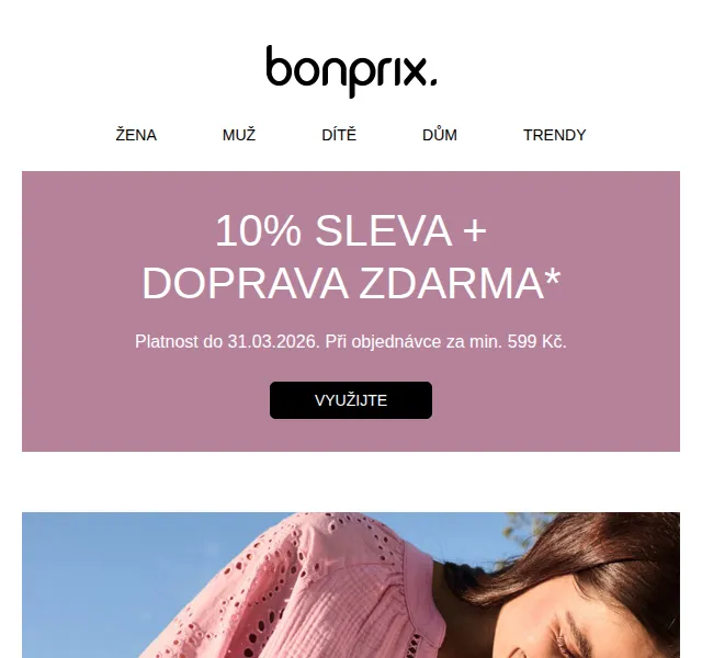 bonprix: 10% sleva a doprava zdarma na halenky – březen 2026 | Nuslet.cz