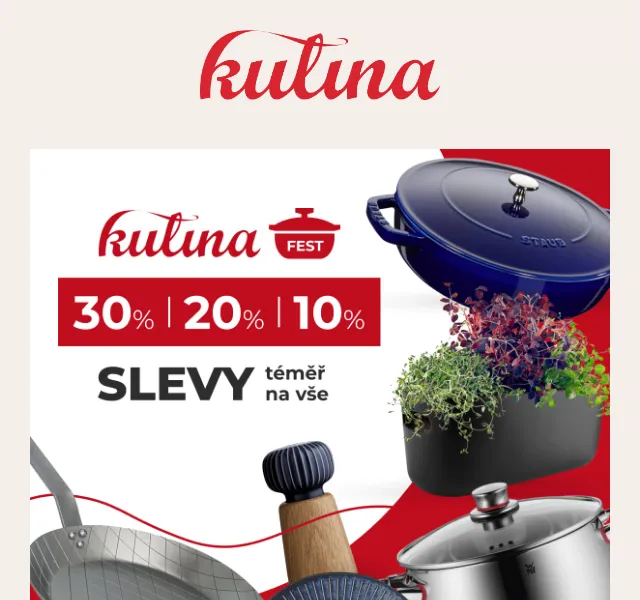 KULINA.cz: KULINAFEST -30 % na designové nádobí – červenec 2026 | Nuslet.cz