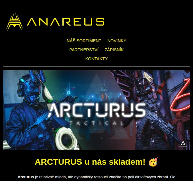 ANAREUS: Arcturus zbraně a zásobníky skladem – červenec 2026 | Nuslet.cz