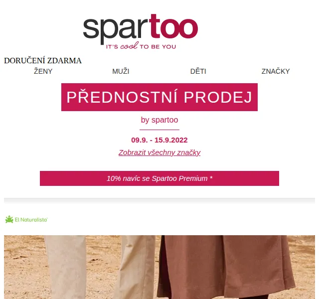Spartoo: Slevy až -50 % na El Naturalista a HUGO s dopravou zdarma – červen 2026 | Nuslet.cz