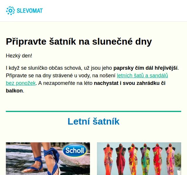 Slevomat: Letní šatník, žabky Scholl a hnojivo od 19 Kč – červenec 2026 | Nuslet.cz