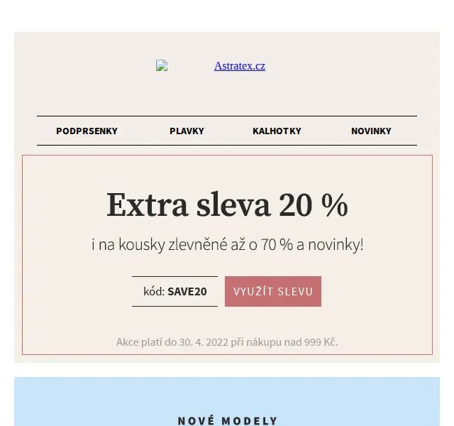 Astratex: 20% sleva na vše i výprodej 70 % – červen 2026 | Nuslet.cz