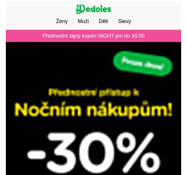 Dedoles: Noční nákupy s tajným kódem NIGHT – 30% sleva – červenec 2026 | Nuslet.cz
