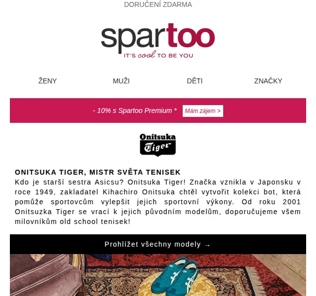 Spartoo: Doručení zdarma značek Onitsuka Tiger, Teva, Timberland – červen 2026 | Nuslet.cz