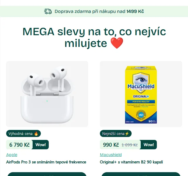 Pilulka.cz: MEGA slevy na Apple AirPods, Jar, Amix – duben 2026
