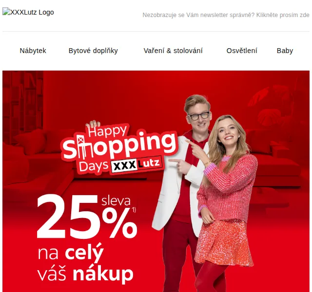XXXLutz: Happy Shopping Days – sleva 25 % na nábytek – srpen 2022 | Nuslet.cz