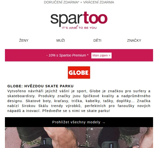 Spartoo.cz: Doručení zdarma Globe, Guess, adidas Originals – červenec 2026 | Nuslet.cz