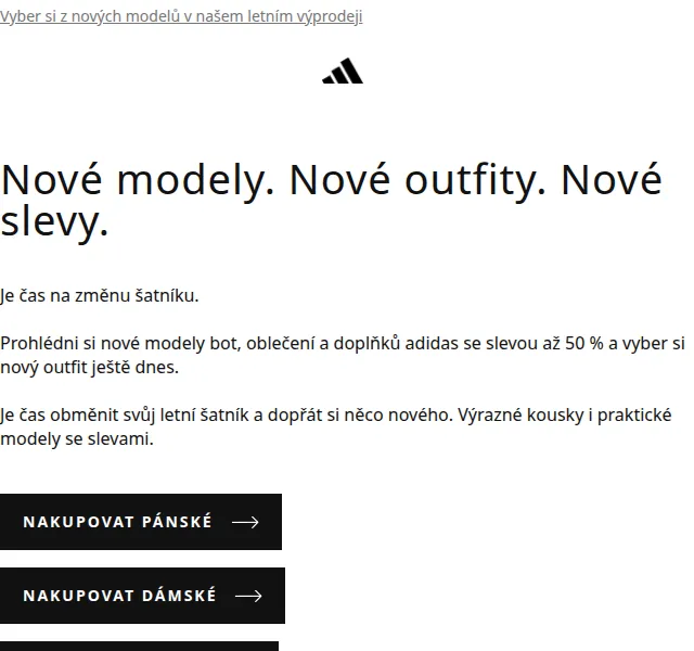 Adidas: Slevy až 50 % na nové modely – červen 2026 | Nuslet.cz