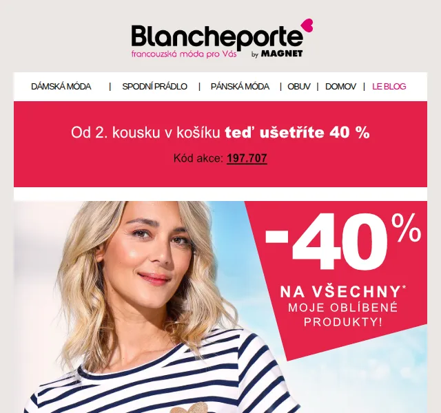Blancheporte: Námořnický styl se slevou -40 % od 2. produktu – červenec 2026 | Nuslet.cz