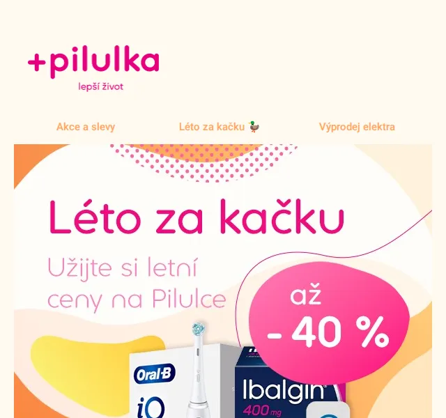 Pilulka.cz: Slevy až 40 % na léto a elektroniku – červenec 2026 | Nuslet.cz