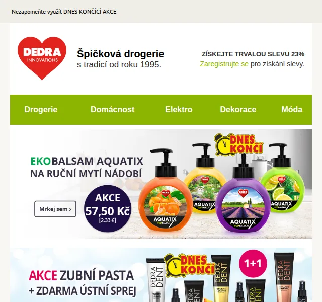 Novinky DEDRA INNOVATIONS: trvalá sleva 23 % – červen 2026 | Nuslet.cz