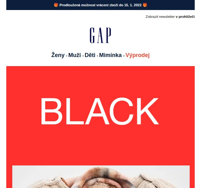 GAPstore.cz: Black Friday výprodej vybraných velikostí až -60 % – červen 2026 | Nuslet.cz