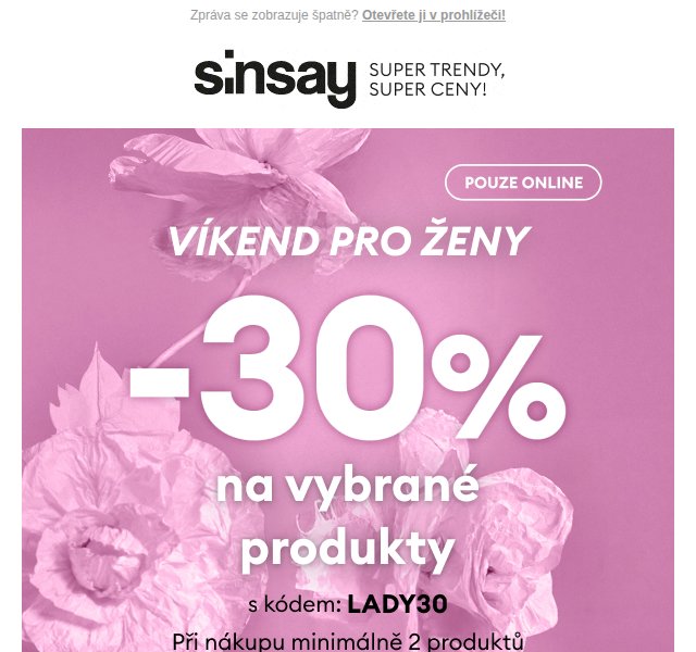 Sinsay: Aktuální akce a slevy – duben 2026 | Nuslet.cz