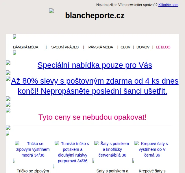Blancheporte: Až 80% slevy s poštovným zdarma – červenec 2022 | Nuslet.cz