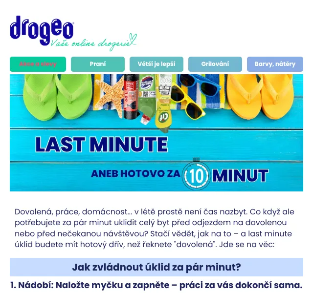 Drogeo: Last minute úklid – Finish, Domestos, Alex – červenec 2026