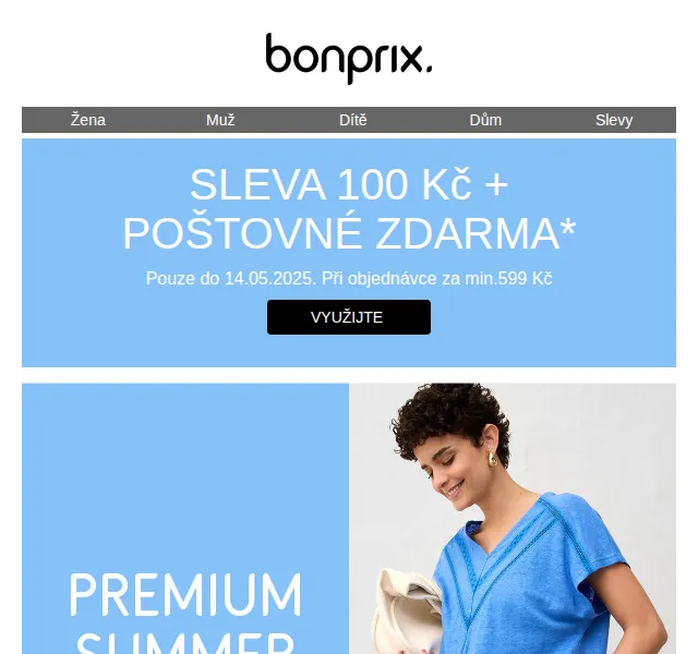 bonprix: 100 Kč sleva + poštovné zdarma – červenec 2026 | Nuslet.cz