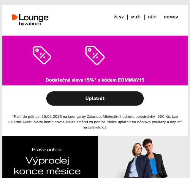 Lounge by Zalando: 15 % sleva na výprodej – květen 2026